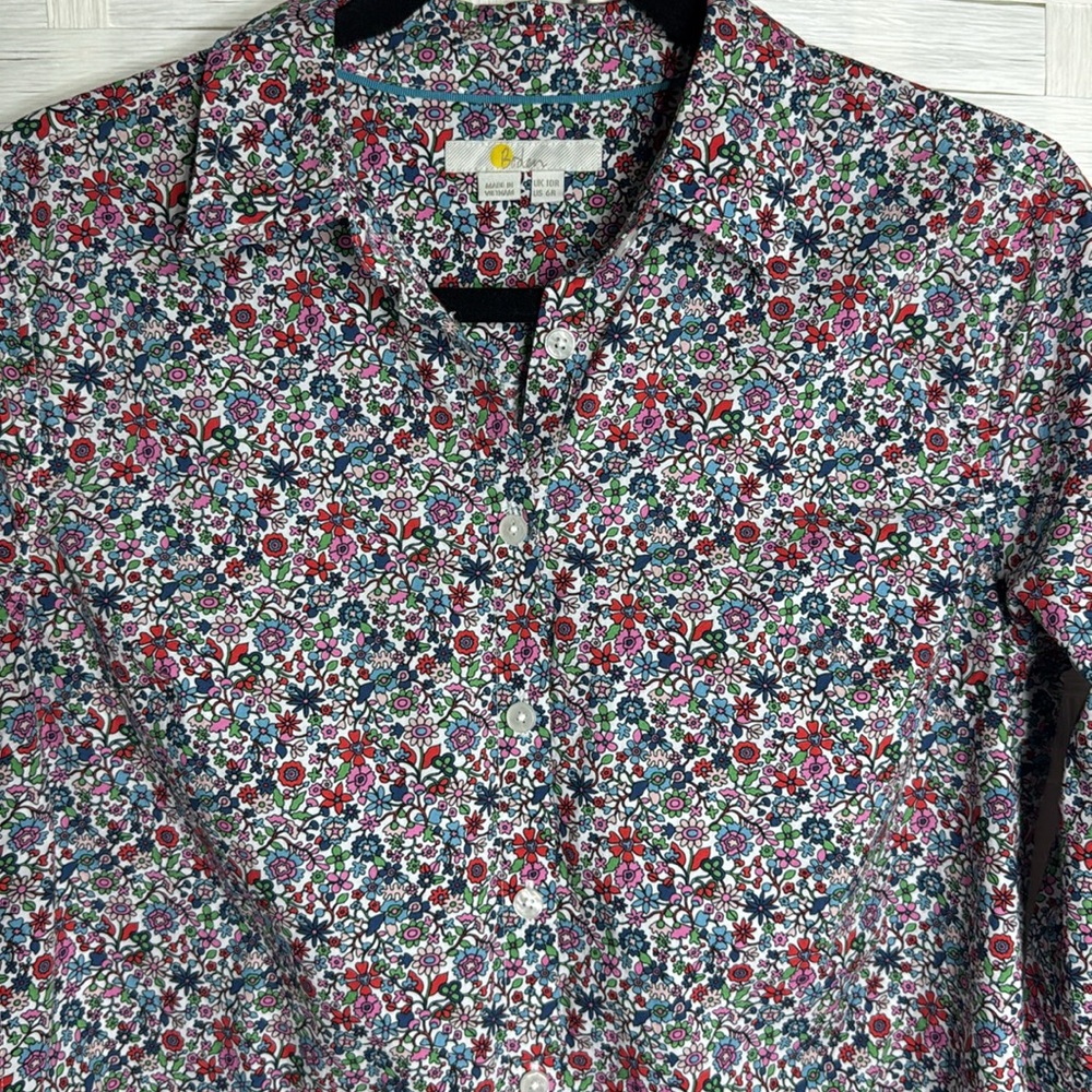 Boden Women’s Ditzy Floral Multicolored Floral Button Down Long Sleeve Size 6R - Picture 2 of 10